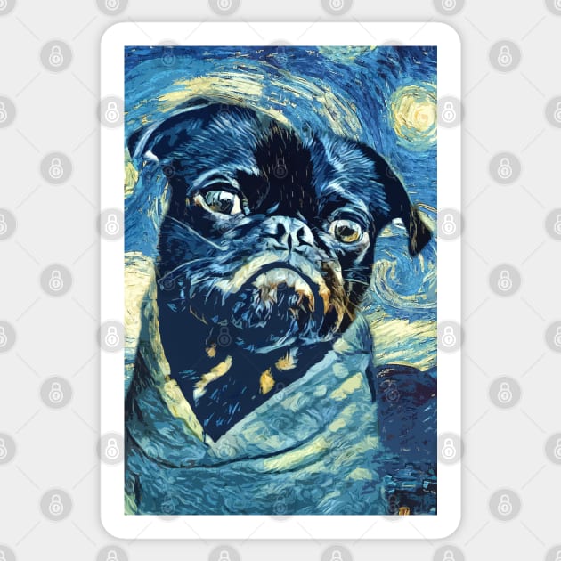 Pugs Van Gogh ✪ Starry Night Abstract Painting Art Style for PUG Lovers and owners Sticker by Naumovski